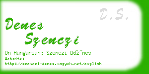 denes szenczi business card